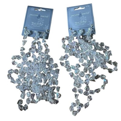 Jaclyn JS Smith Beaded Garland (2) VTG Midnight Clear Sparkle 8 FT Each NWT NEW