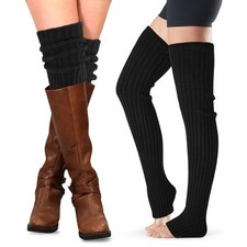 2 Pairs Leg Warmers for Women, High Boot Cuffs Crochet Knitted Boot Topper Le...