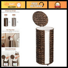 Wicker Toilet Paper Holder Stand - Stylish Bathroom Storage Organizer, Space-Sav