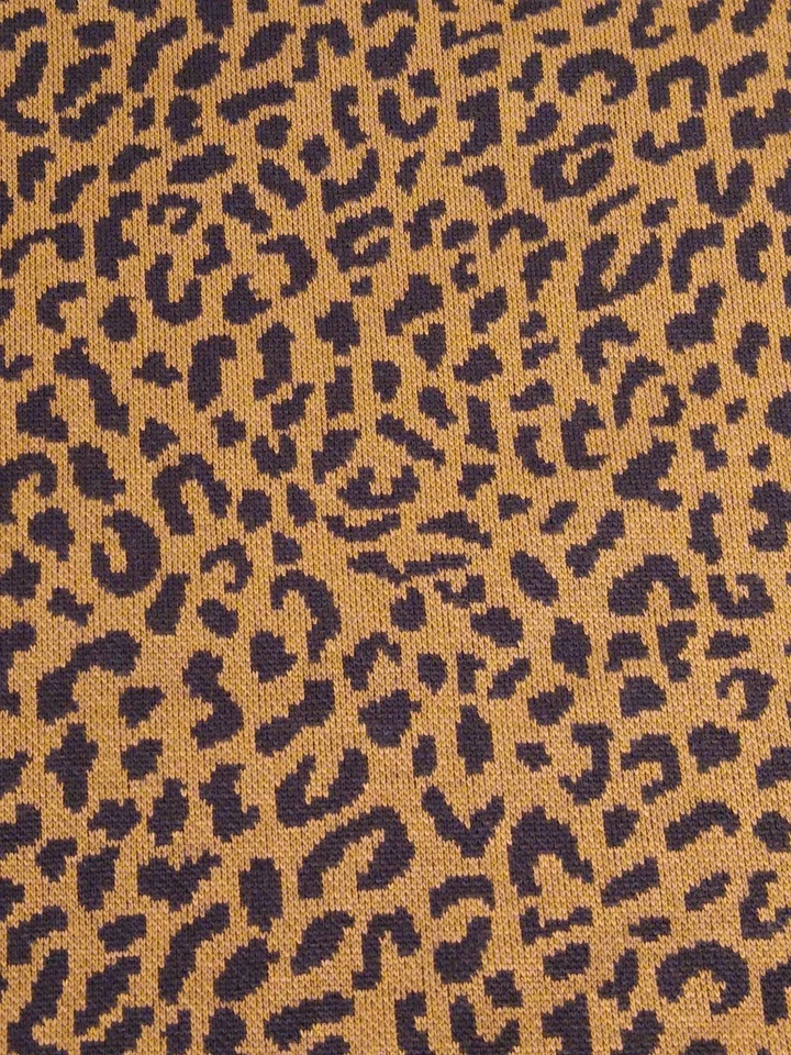 SWEATER KNIT FABRIC animal print leopard cheetah black gold 6 yards 66 wide vint - Image 2 of 4
