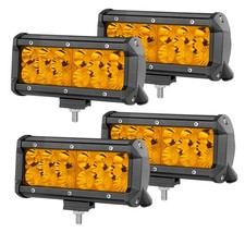 4x 67 Amber Led Work Light Bar Tri-row Pods Spot Flood Combo Driving Fog 3000k