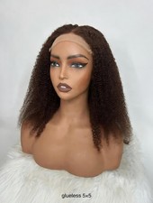 5 5 HD Lace Closure Wig Human Hair Kinky Curly Glueless Pre Pluked 200 natural