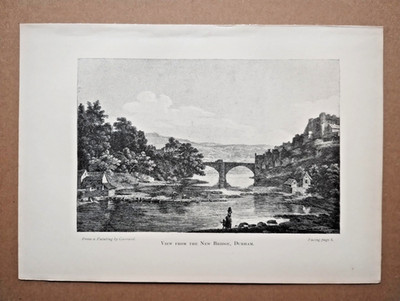 Blick von der New Bridge, Durham - antiker Druck - 1896