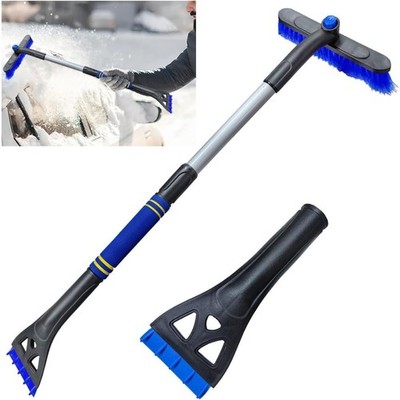 Extendable 360 Rotating Snow Brush and Ice Scraper with Soft Bristles Foam Grip