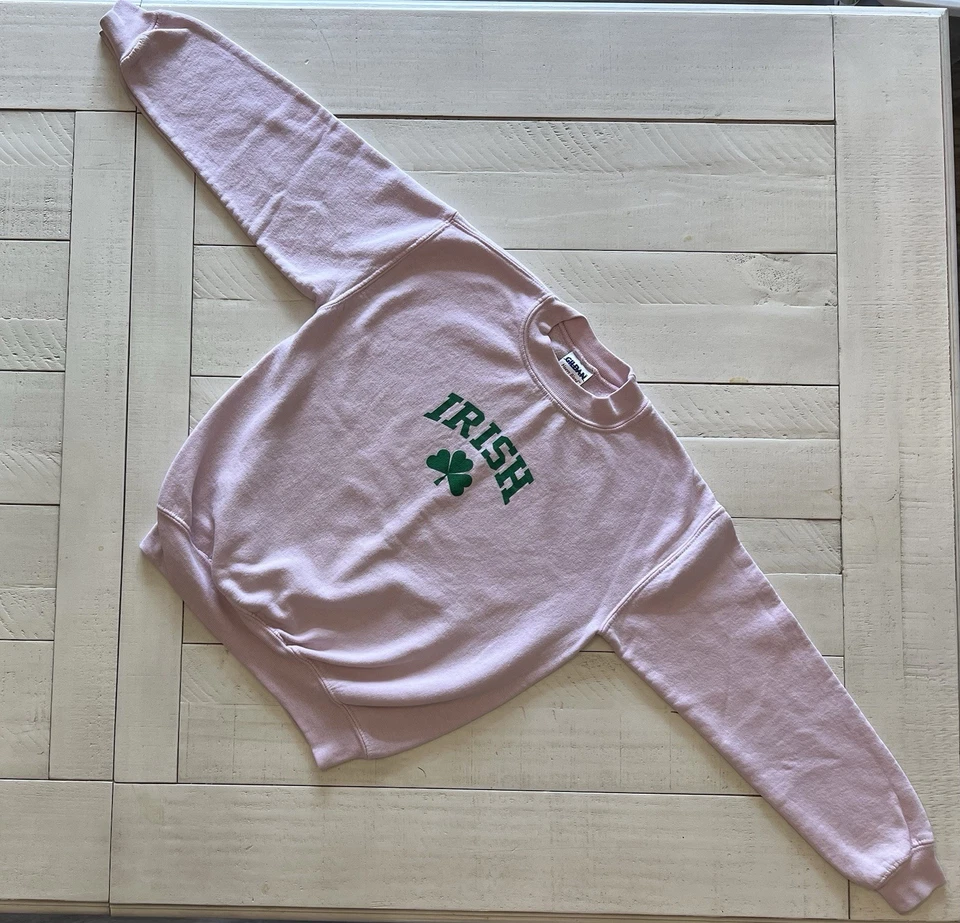 Niñas/Niños Gildan Trébol Irlandés/Día de San Patricio Sudadera Rosa/Verde Talla M 7/8 Foto 2 de 4