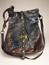 Caterina Lucchi Borsa a Tracolla Marrone/Nero con Borchie Fibbia, Regolabile, Italia