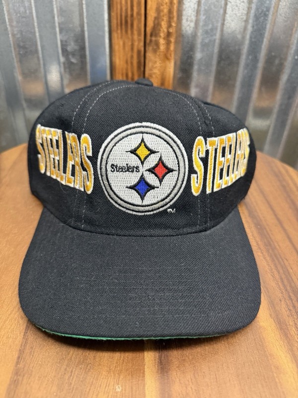 Vintage 90s Pittsburgh Steelers Starter Tri Power Double Logo Wool Snapback Hat