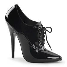 Sale DOMINA-460 Devious High Heels Oxford Pumps schwarz Lack Schn&uuml;rung vorn 40