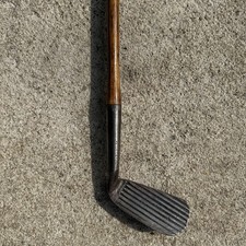Rare Antique Burke Grand Prize Deep Groove Mashie Left Handed Hickory Golf Club