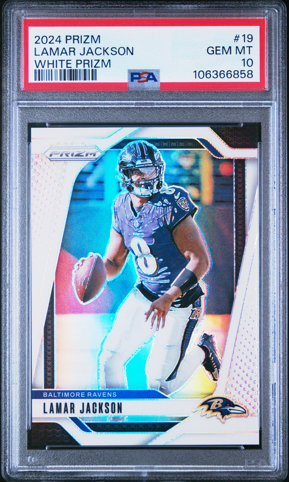 2024 Panini Prizm WHITE Lamar Jackson Card #19 PSA 10 /35 SSP