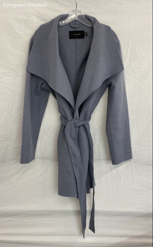Tahari Women's Gray Long Sleeve Collared Belted Trench Coat Size XL