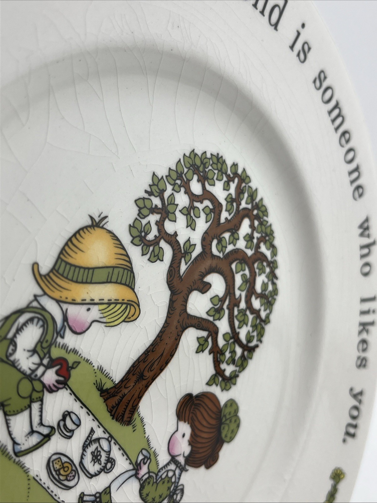 Vintage Joan Walsh Anglund Plate And Bowl Set Friends 1970's