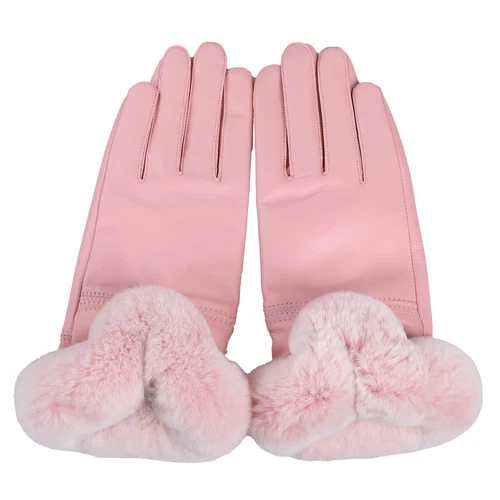 Women's Winter Genuine Leather Gloves Rex Rabbit Fur Warm Trim Cuff Velvet Lined - Picture 41 of 88