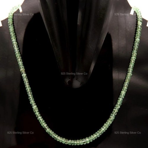 Rondelle Natural Kyanite Beaded Wife Engagement Handcrafted Necklace 925 Silver