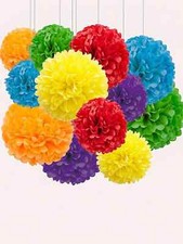 15pcs Colorful Tissue Pom Poms for Party Paper Flowers Decoration