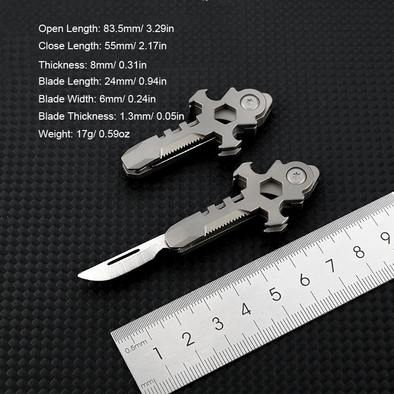 Mini TC4 Titanium Pocket Folding Knife Outdoor EDC Multi Tools Keychain Pendant - Image 3 of 4