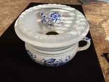 Dunn Bennett & Co BLUE Peony  Chamber pot and a silencer (no slop jar)