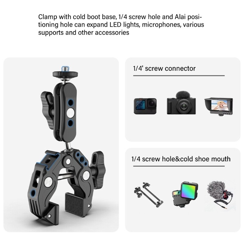как выглядит Camera Mounting Clamp Double Ballhead Designing Adapter Mount Clip 1/4inch фото