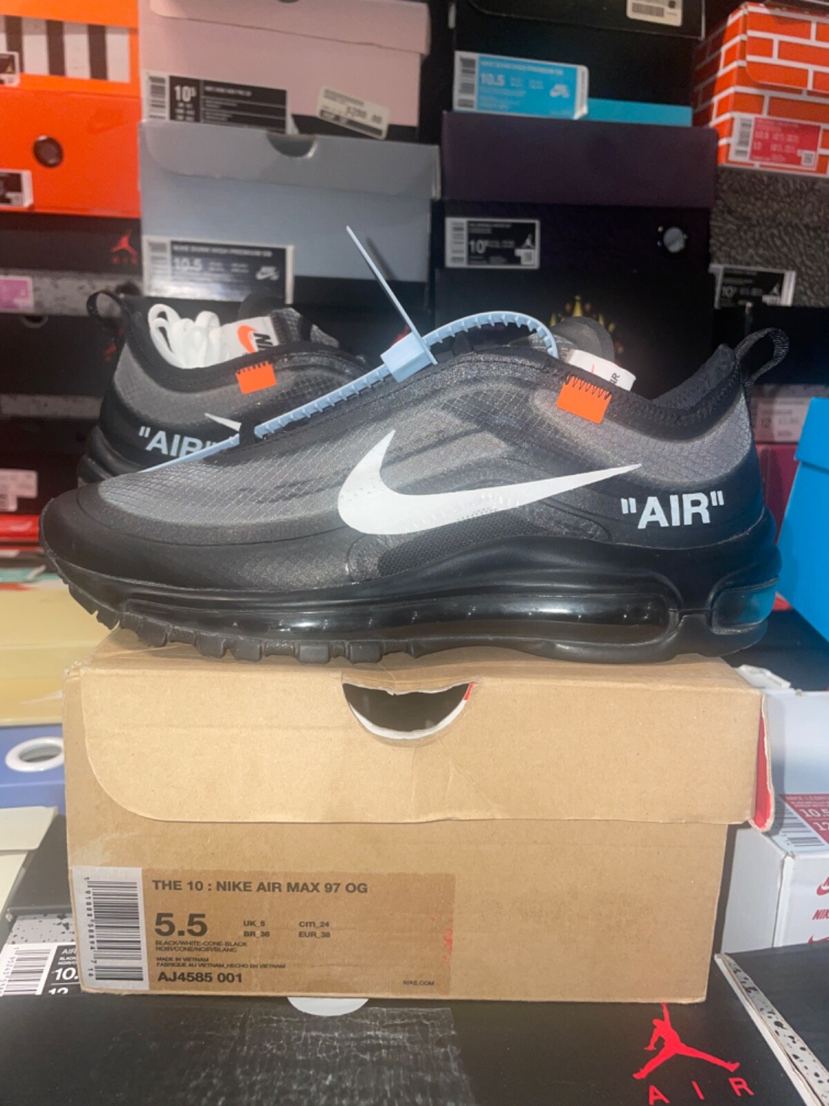 OFF WHITE X NIKE Lotto Nike Air Max 97 x BIANCO SPORCO nero The 10 90 schiacciato forza taglia 5 5