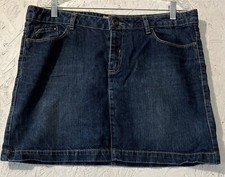 Route 66 Women's Classic Fit Jeans Skirt Size 12 Blue Dark Wash Denim Embroider