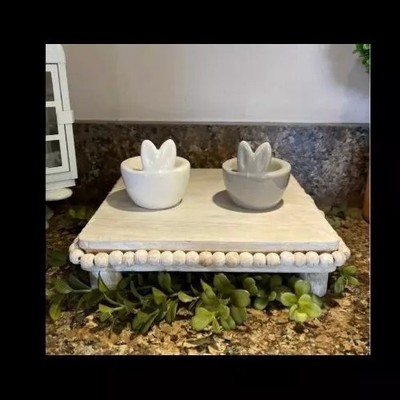 Easter Egg Holders Ceramic Decor Gray and White