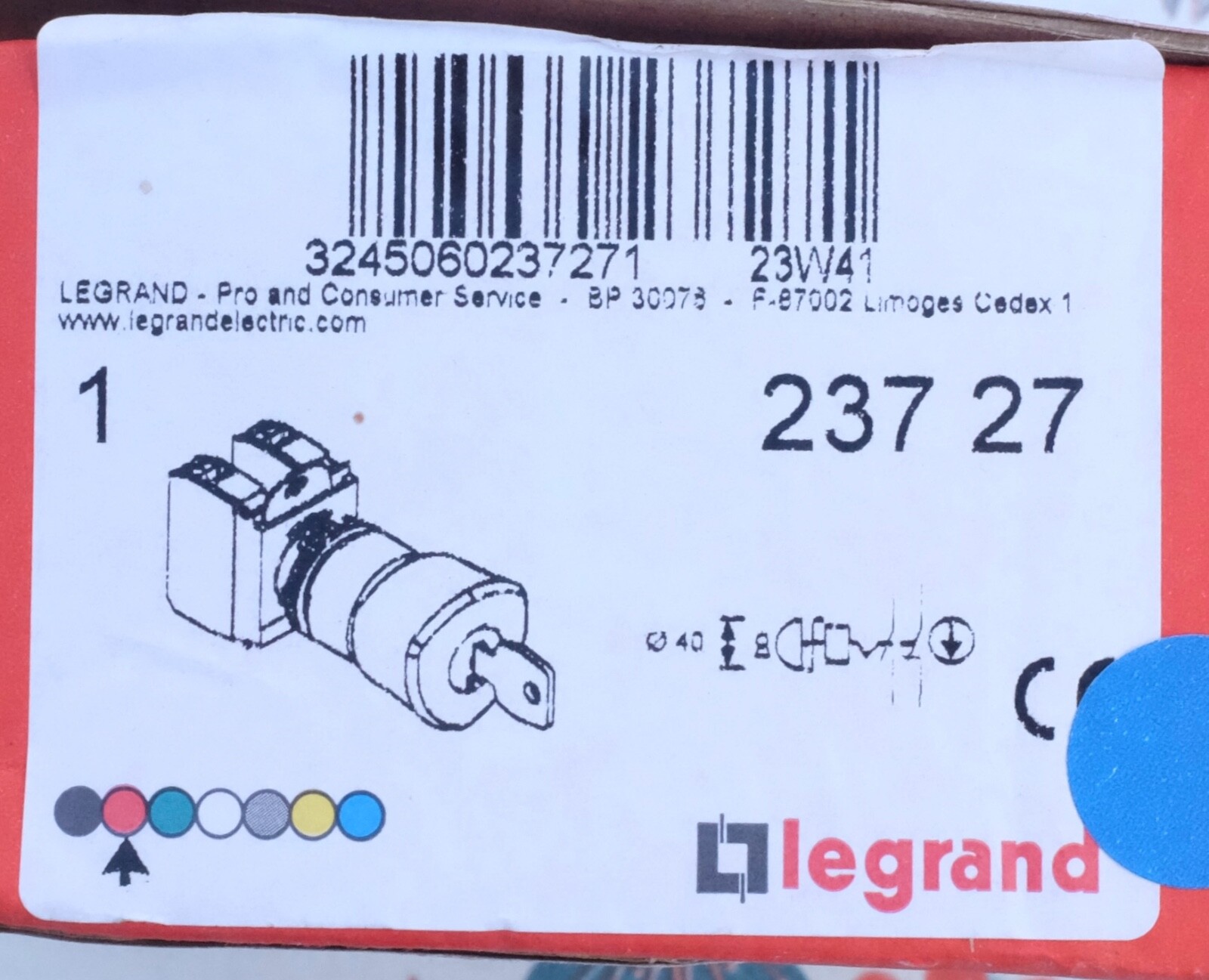 Coup de poing Osmoz Legrand 23727 bouton arrêt d'urgence Ø40mm rouge clé de réarmement