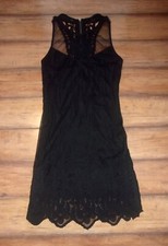 GUESS ~ New NWOT Size XS ~ Sexy Black HIGH NECK Embroidered Cocktail Dress 021