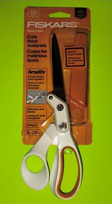 FISKARS 8'' AMPLIFY CUTS THICK MATERIALS SHEARS~BRAND NEW~FACTORY SEALED~BID$4.99