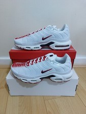 Nuove Nike Air Max Plus Tn bianche universitarie rosse da uomo taglia UK 6 EU 40