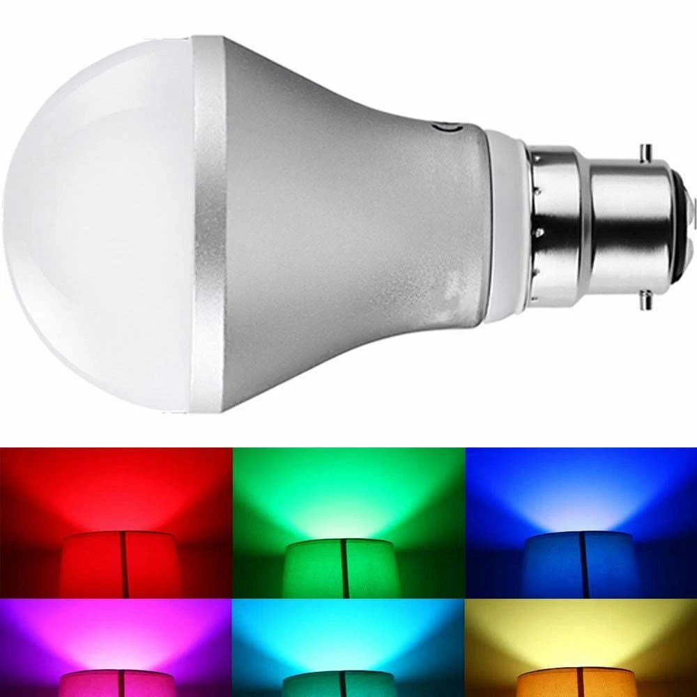E27 B22 RGB 5W Color Cambio Regulable Bombilla LED Lámpara + Libre Control
