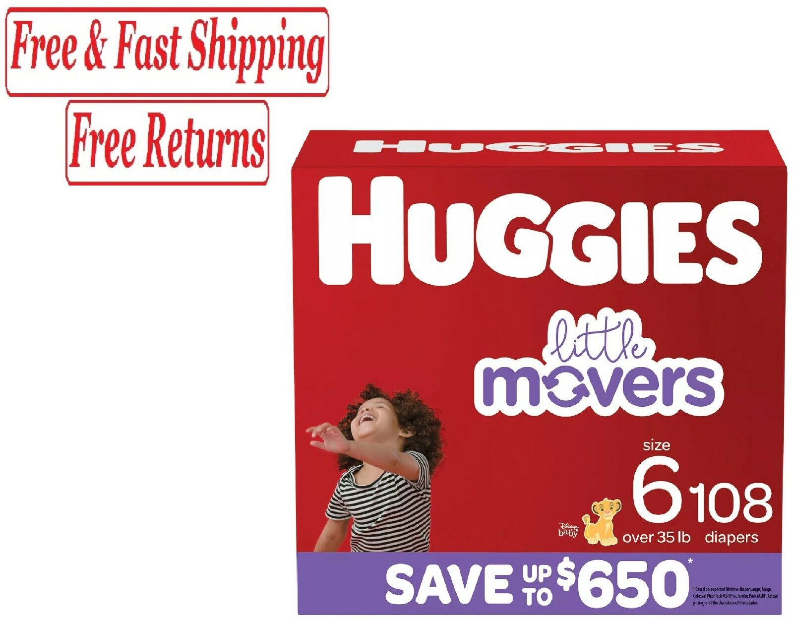 Huggies Little Movers Diapers, Disney Baby, 3 (16-28 lb) - 84 diapers