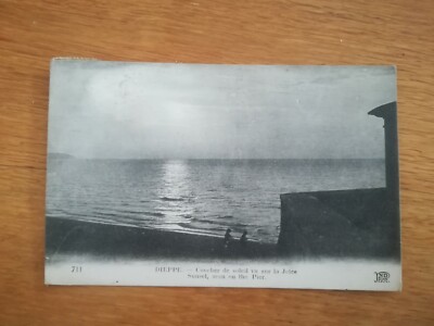 Old postcard - 1920s DIEPPE - SUNSET ON THE PIER 1925