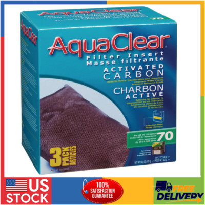 3-Pack Aqua Clear 70 Activated Carbon Inserts, Aquarium Filter Replacement Media