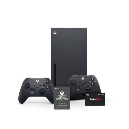 Xbox Series X, Black Controller, Game Pass Ultimate Bundle w/ $50 Gamestop Gift - Picture 1 of 6