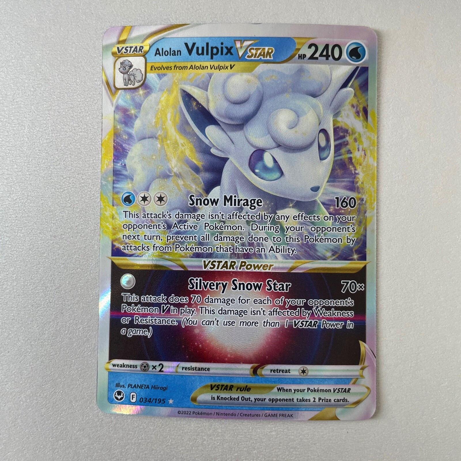 Pokémon Silver Tempest #34 Alolan Vulpix Vstar Full Art Holo Ultra Rare