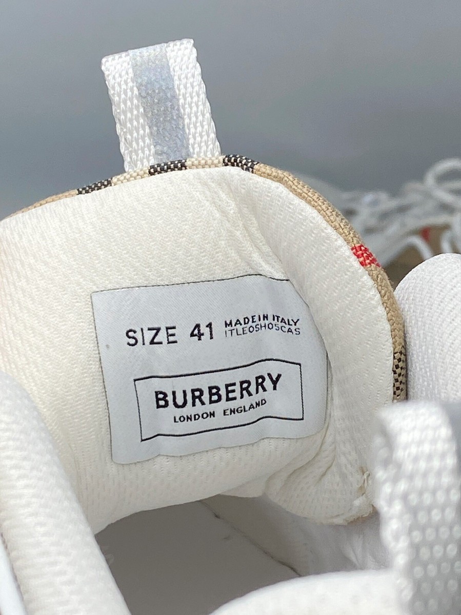 $890 Burberry Arthur Vintage Check Cotton & Leather Sneakers size