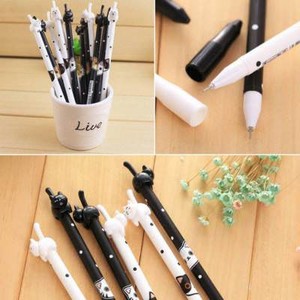 2Pcs-Cute-Kawaii-Cat-Black-Gel-Ink-Roller-Ball-Point-Pen-Korean-School-Kids-Pen