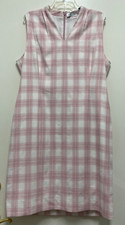 NWT ELIE TAHARI DRESS-White/Pink 'Tartan Amelia' Sleeveless Lined, Size 16 $345