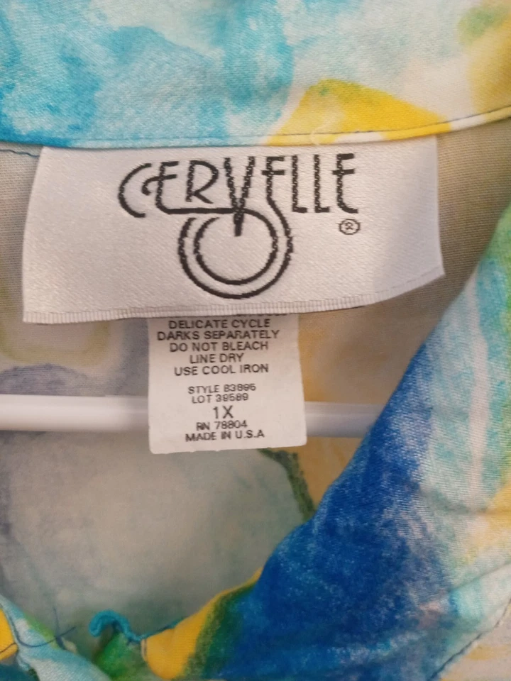 Винтажный Cervelle 2 изделия рубашка шорты женщин XL короткий рукав легкий Гавайи - Изображение 2 из 4