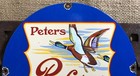 VINTAGE PETERS REFEREE PAPER SHOT SHELLS 12” PORCELAIN FIRE ARMS BULLETS SIGN — photo 4