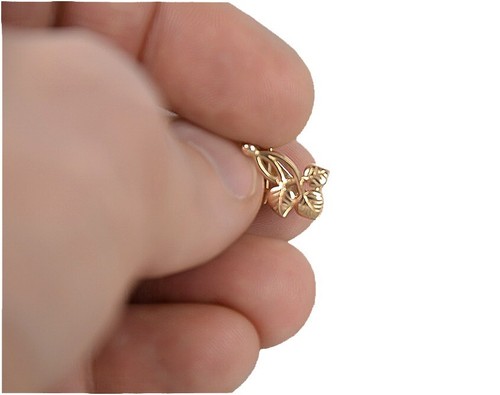 Vintage róża 14k 585 złoto Vintage kolczyki liść ven039 biżuteria w stylu rosyjskim - Zdjęcie 3 z 4