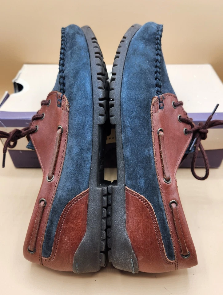 Zapatos Mocasines Hush Puppies Niños TALLA 7W Azul Marrón Cuero Barco 53781, TOTALMENTE NUEVOS Foto 4 de 4