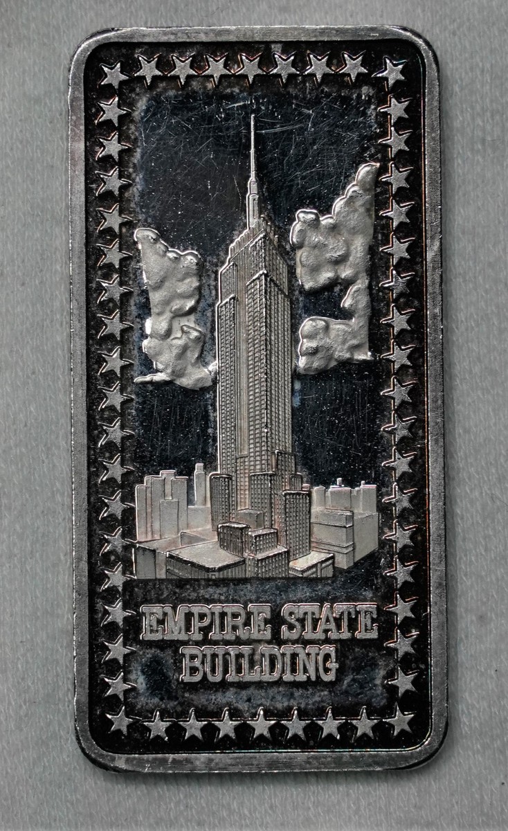 1975 NY EMPIRE STATE BUILDING Trade Center 1oz 999 FINE Silver art 1975 NY EMPIRE STATE BUILDING Trade Center 1oz 999 FINE Silver art