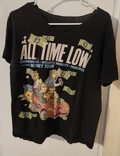 All Time Low Money Tour Shirt XL Cut Collar Distressed Punk Rock Band Tee