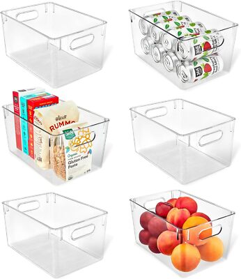 Multi-purpose Refrigerator Bins 6 pieces Large Capacity Stackable Fridge Bin