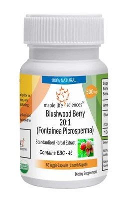 MAPLE LIFESCIENCES Blushwood Berry 20:1 Extract Capsules Fontainea picrosperma EBC - 46 NO Fillers