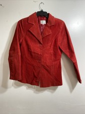 Helium Rouge Women Red Leather 2 Buttons Long Sleeve Jacket