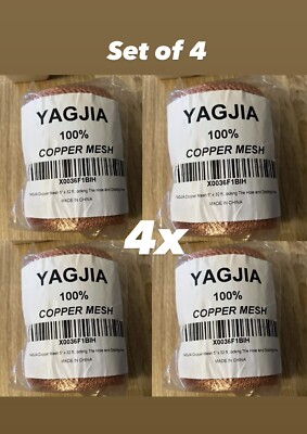 (4) 5 X32 Ft 100% Pure Copper Mesh Knitted Mesh Roll Fabric Wool Hole Filler LOT
