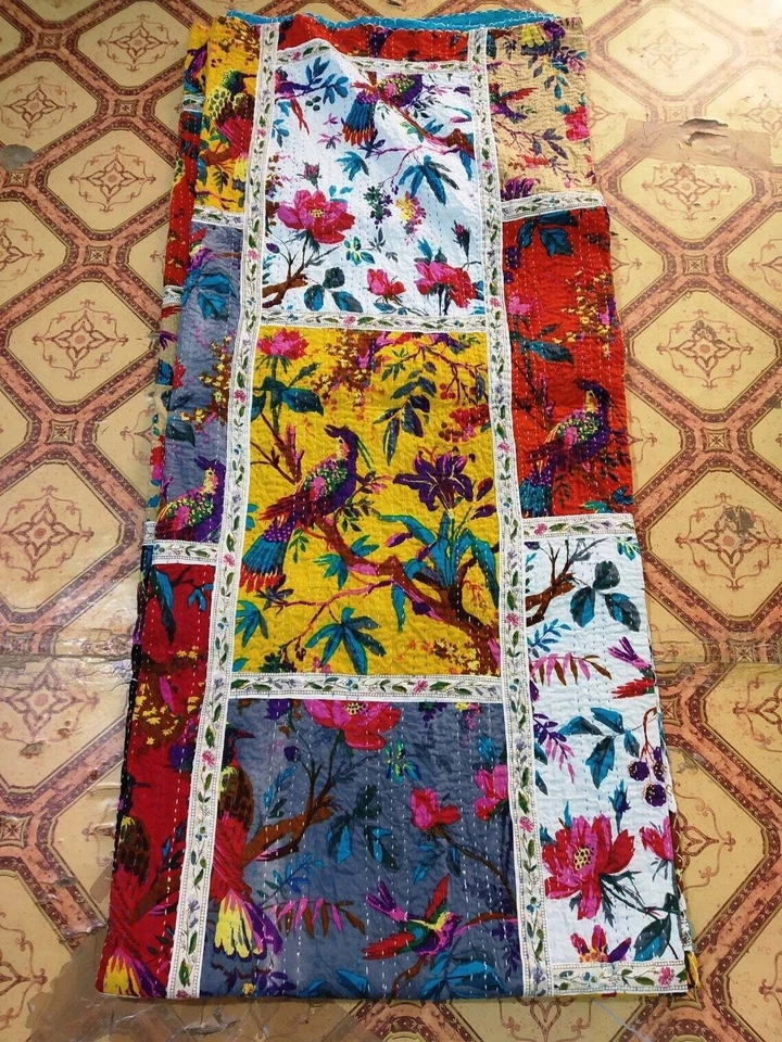 Одеяло большого размера хлопок птица печать простыня домашний декор традиционное покрывало - Изображение 4 из 4