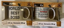 2 World's Best Boss Assistant Coffee Mug The Office Dunder Mifflin 13oz Gift Set